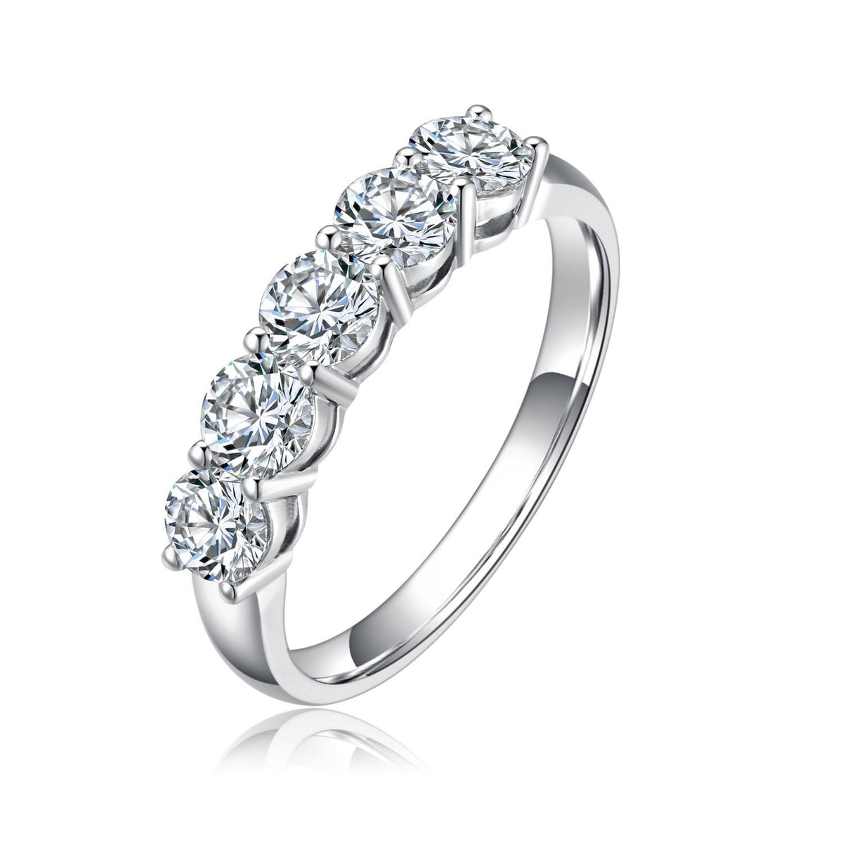 Anel Stella em prata com moissanite incolor