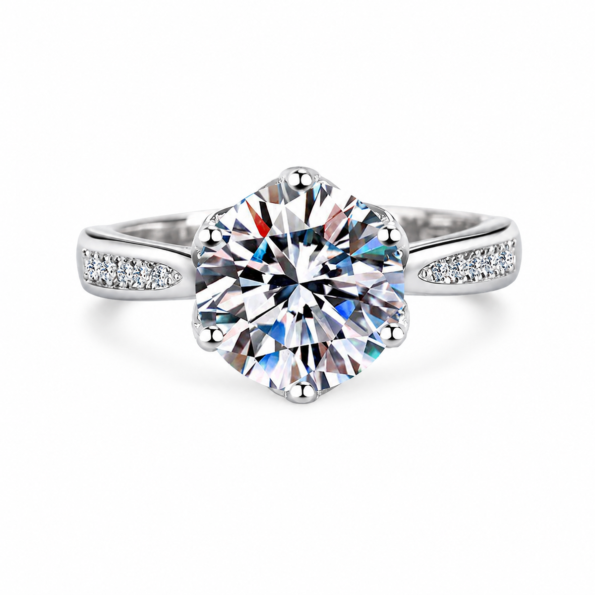 Anel Alessia em prata, com pedra em Moissanite incolor de 3ct