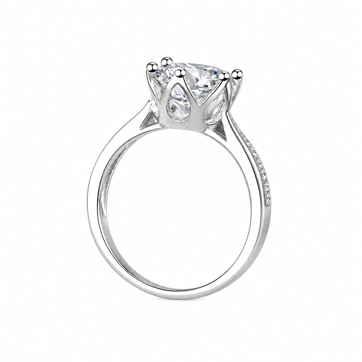 Anel Alessia em prata, com pedra em Moissanite incolor de 3ct