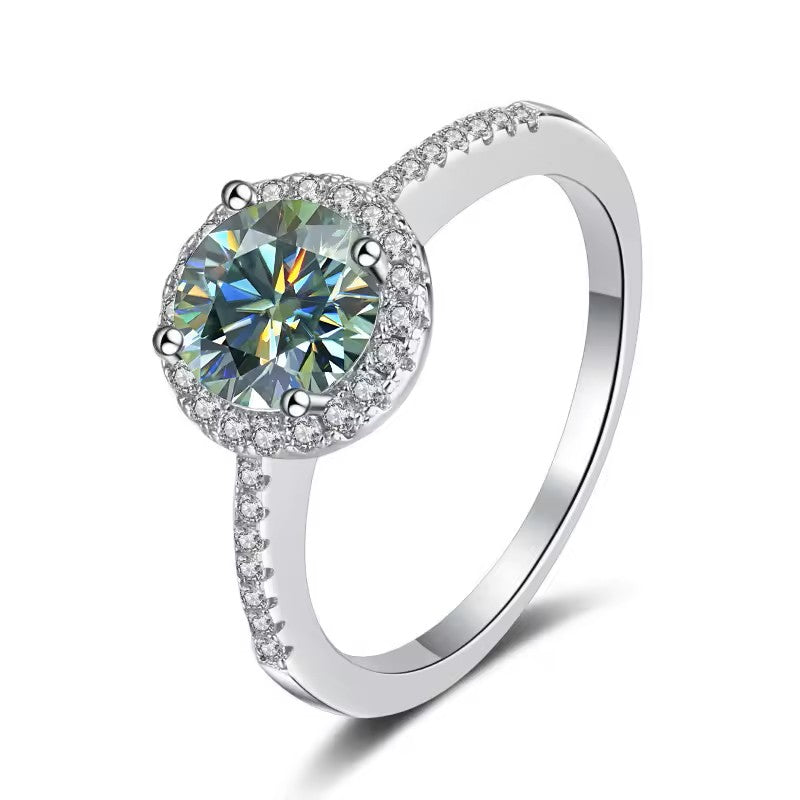 Anel Fioretta em Prata 925 com Moissanite Blue 1 ct