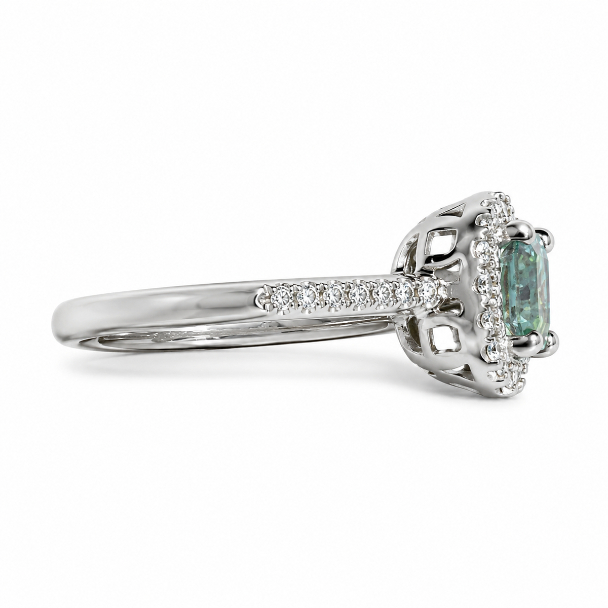 Anel Fioretta em Prata 925 com Moissanite Blue 1 ct