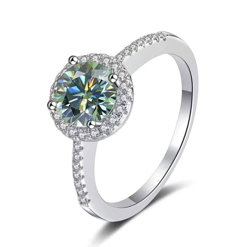 Anel Fioretta em Prata 925 com Moissanite Blue 1 ct