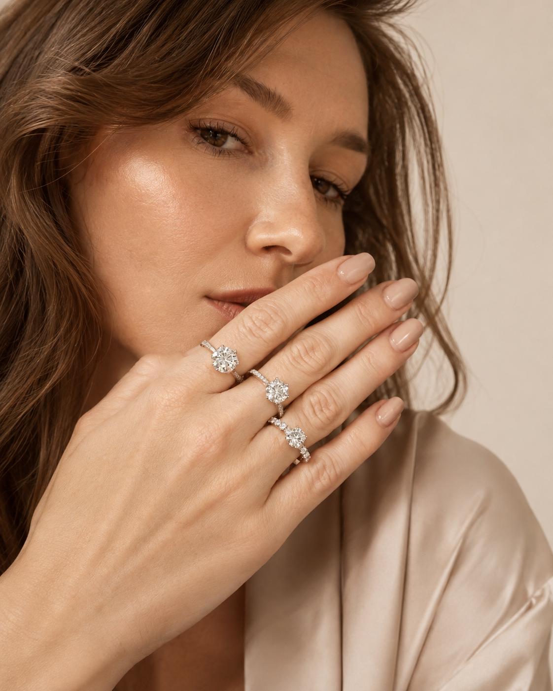 Anel Eleonora em Prata 925 com Moissanite incolor1ct.
