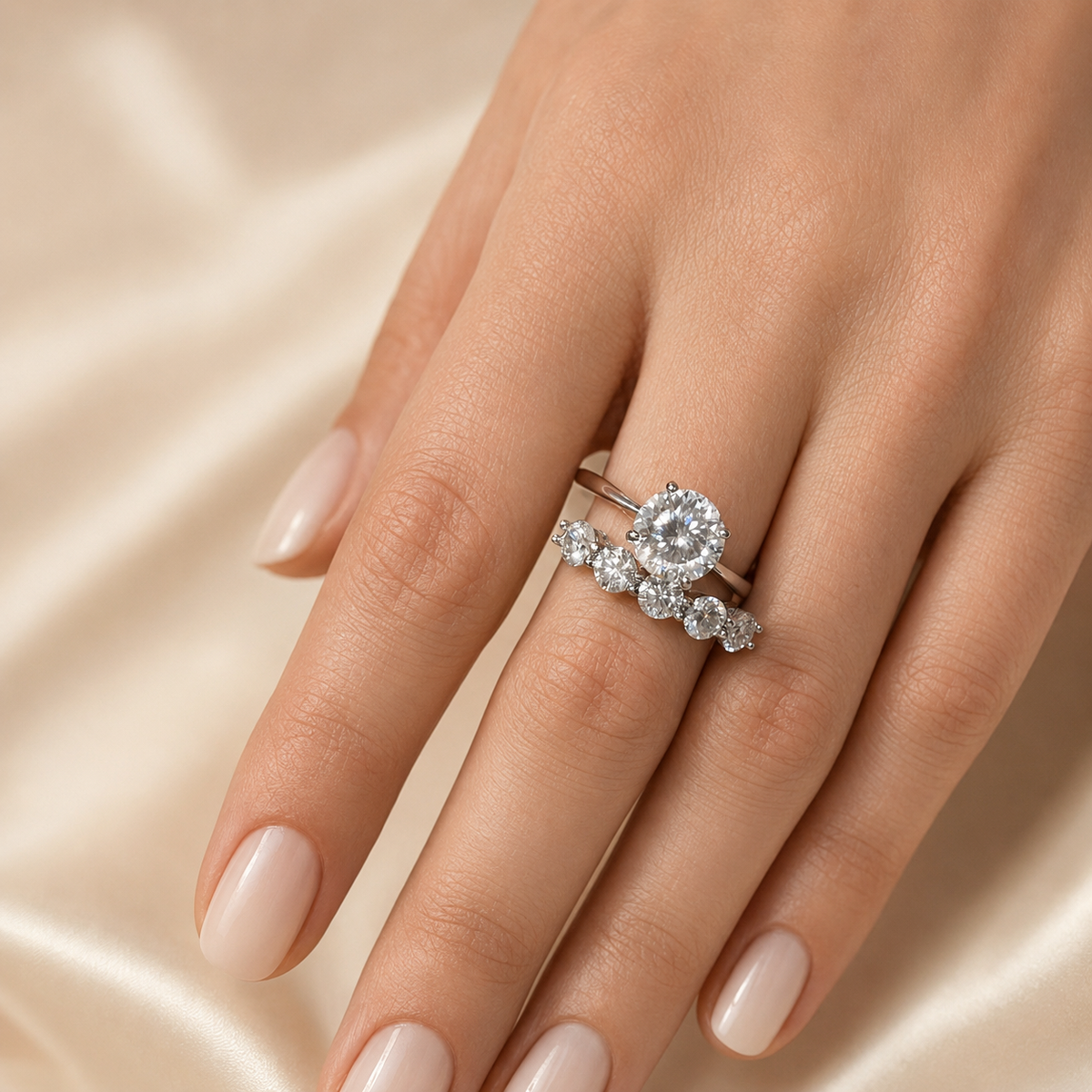 Anel Mirella em Prata 925 com Moissanite Incolor 2ct – Lapidação Portuguesa.
